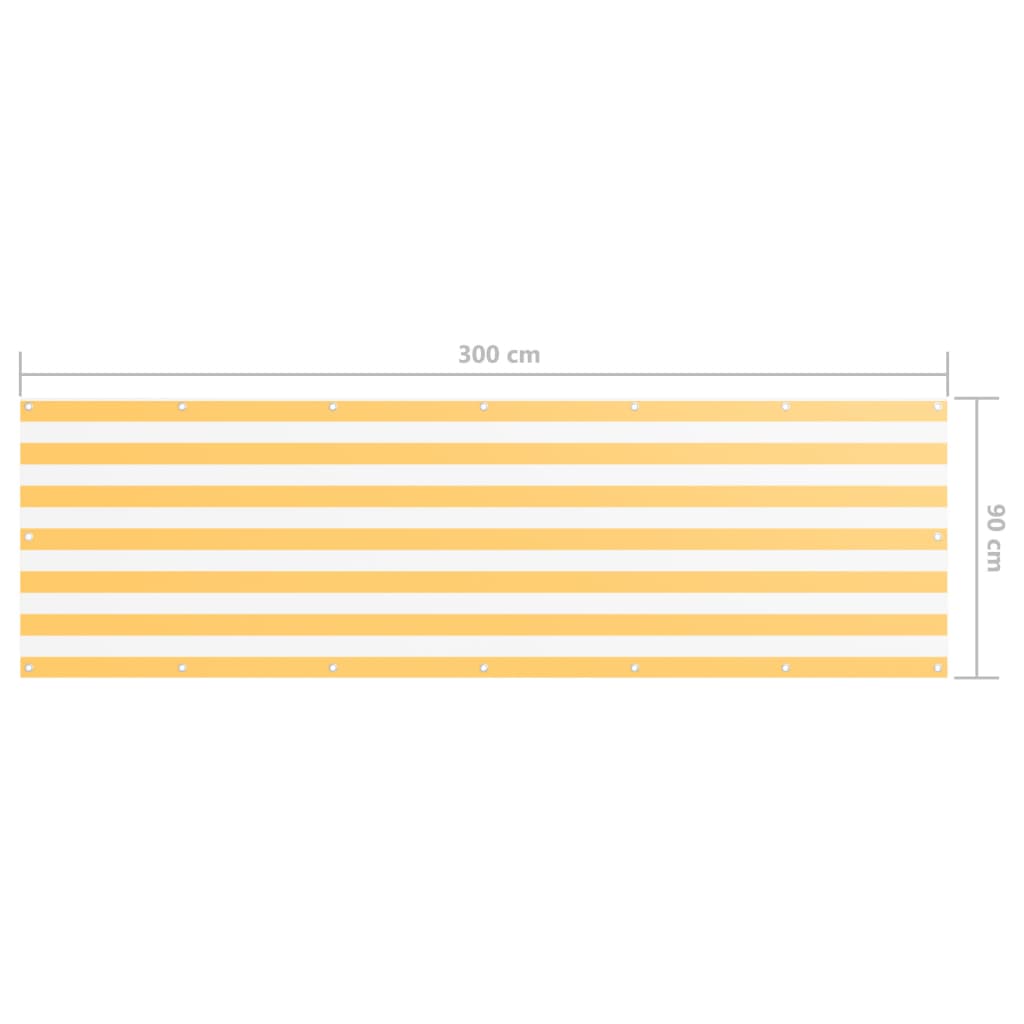 Балконски параван, бяло и жълто, 90x300 см, оксфорд плат