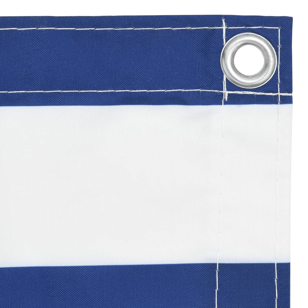 Балконски параван, бяло и синьо, 75x300 см, оксфорд плат