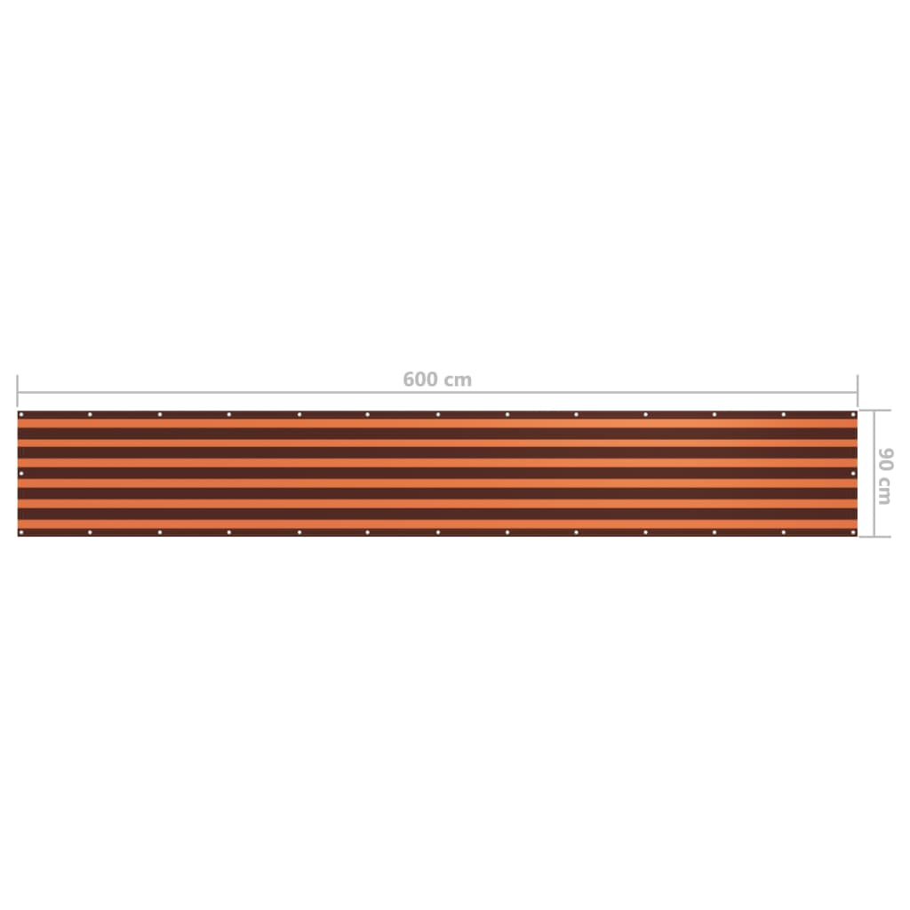 Балконски параван, оранжево и кафяво, 90x600 см, оксфорд плат