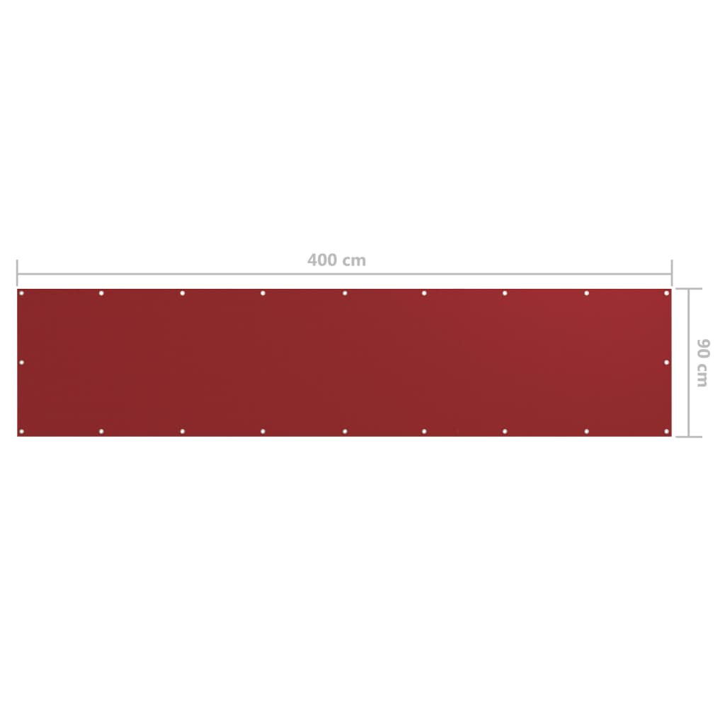 Балконски параван, червен, 90x400 см, оксфорд плат