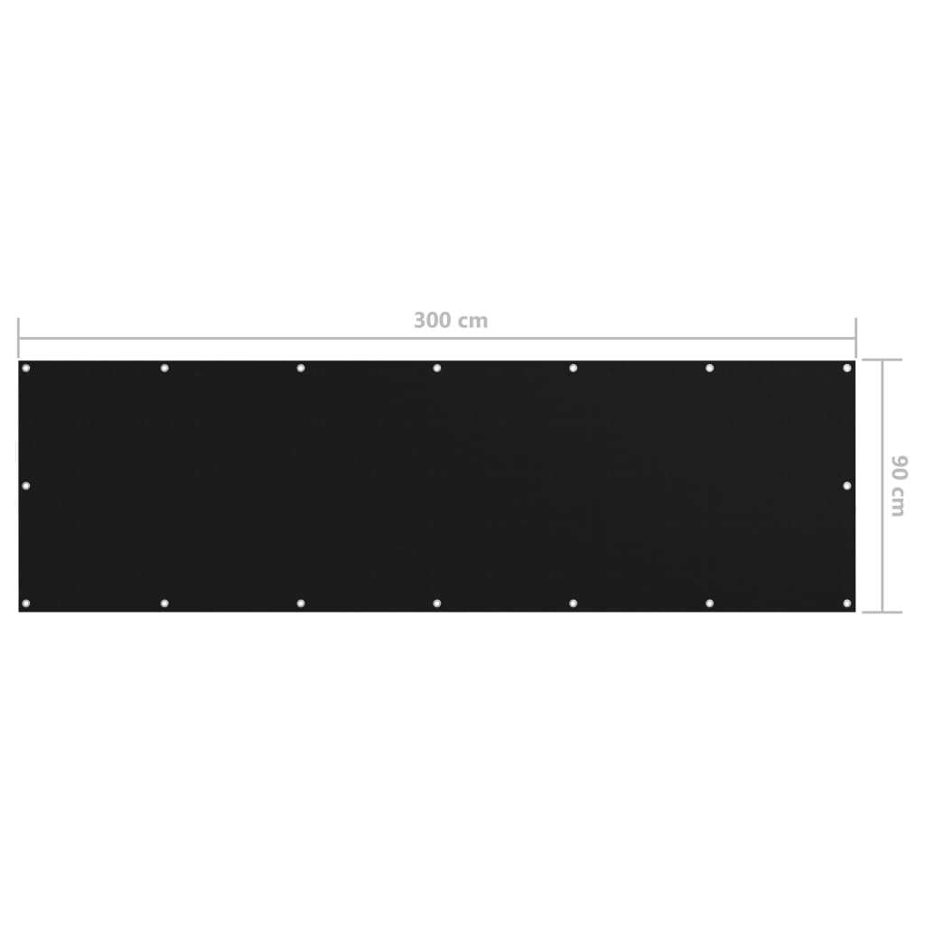 Балконски параван, черен, 90x300 см, оксфорд плат