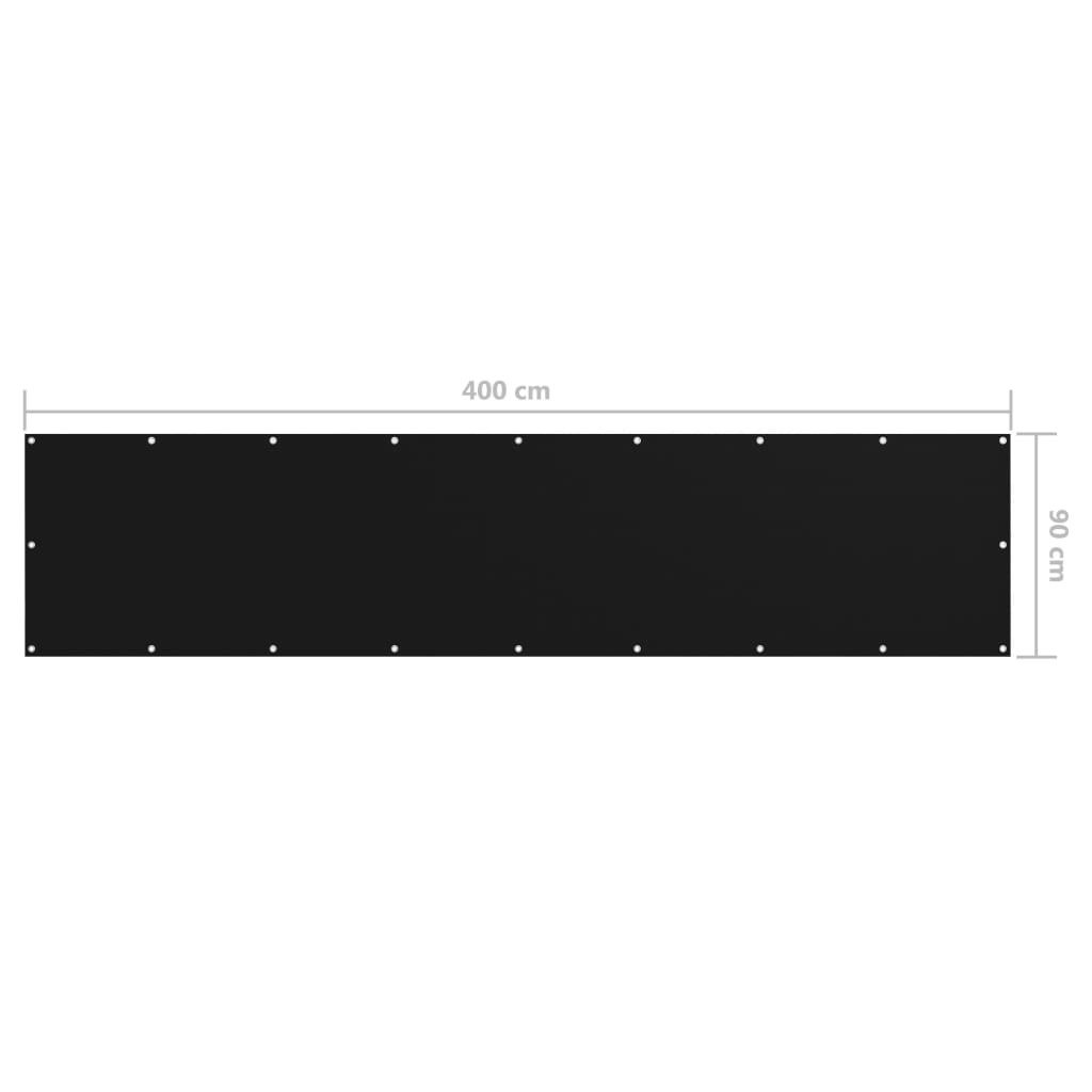 Балконски параван, черен, 90x400 см, оксфорд плат
