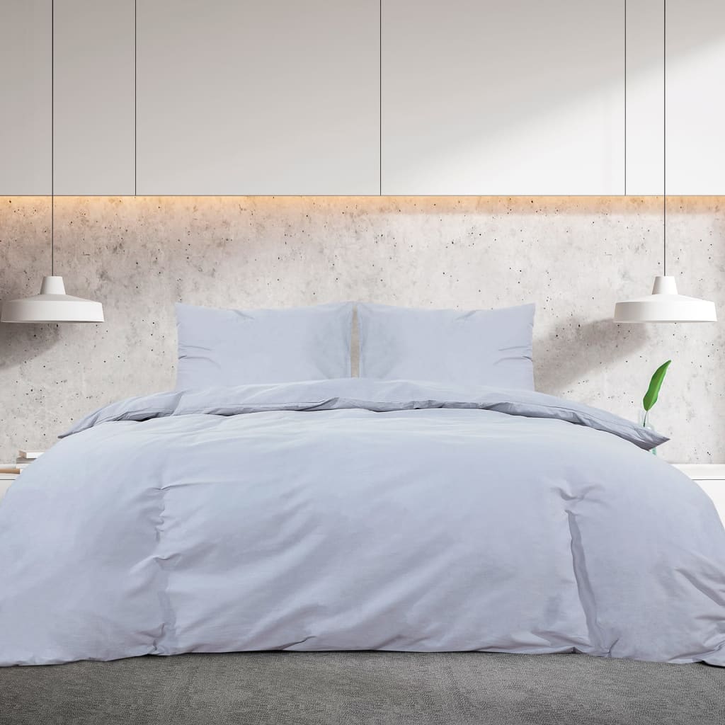 Комплект спално бельо, сив, 200x200 см, памук