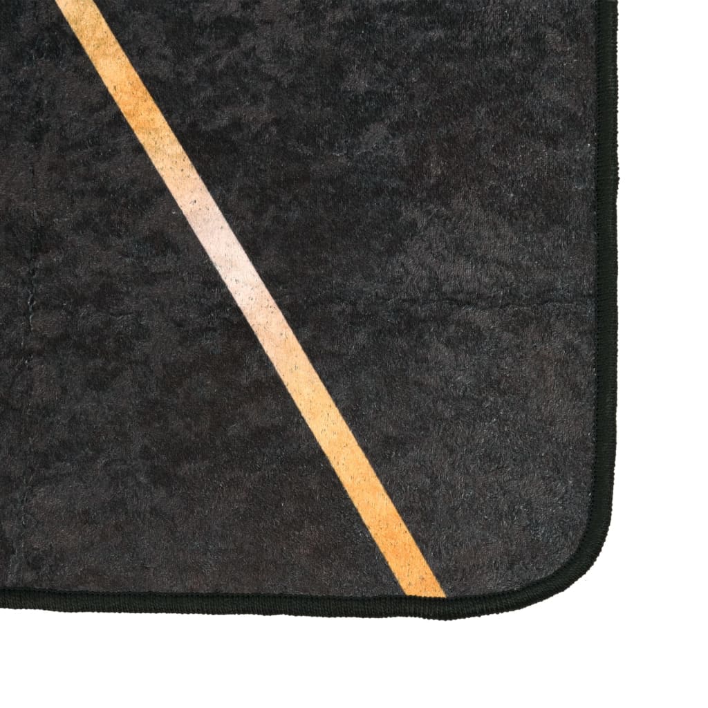 Перящ се килим, черно и златисто, 190x300 см, противоплъзгащ