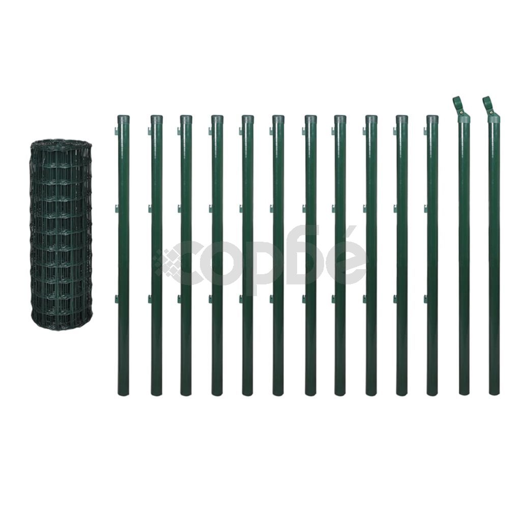 Оградна мрежа, стомана, 25 x 0,8 м, зелена
