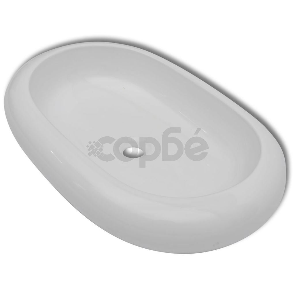 Луксозна керамична мивка, овална, бяла, 63 х 42 см