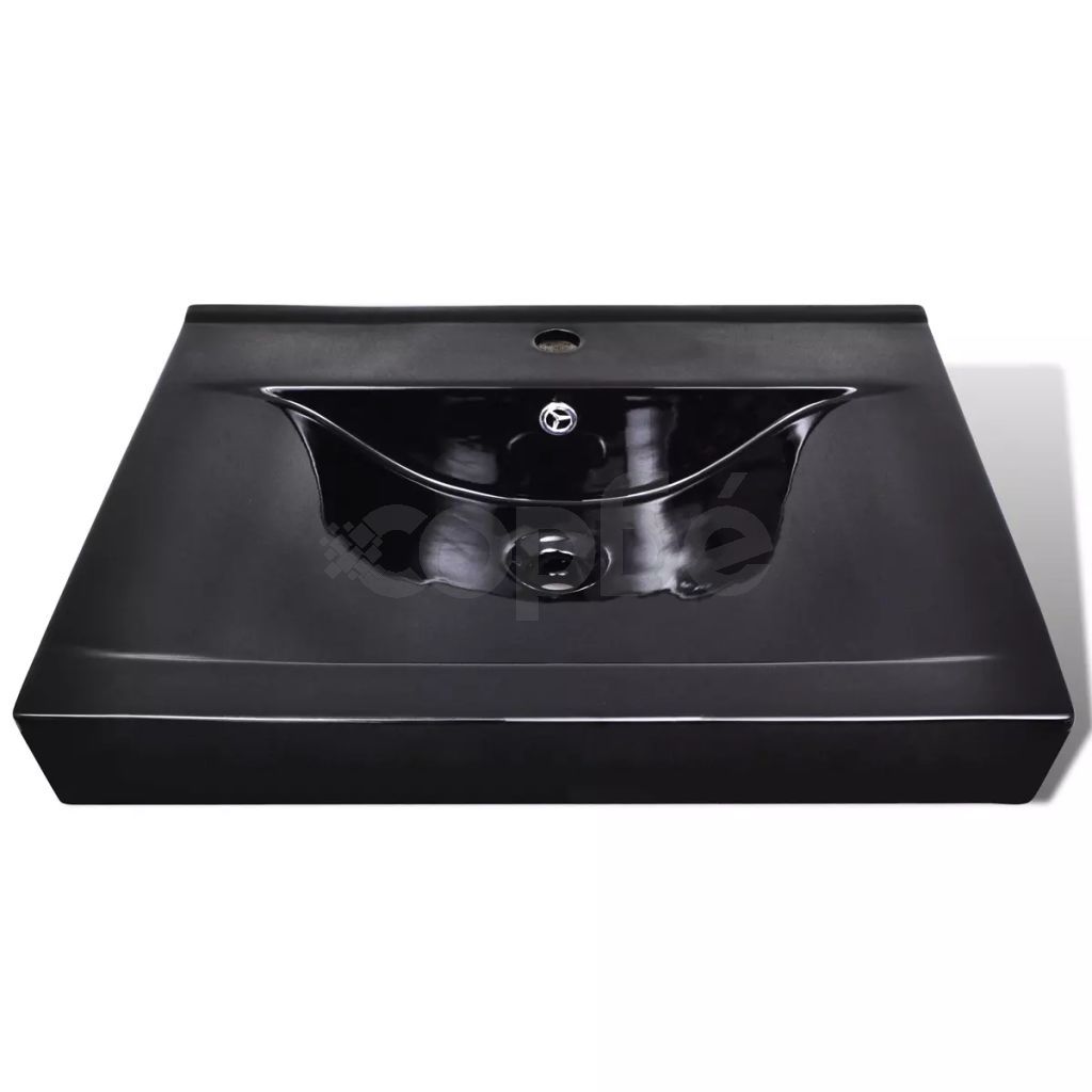 Керамична мивка лукс правоъгълна с отвор за кран черна 60х46 см