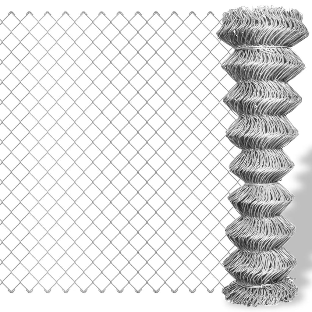 Плетена оградна мрежа поцинкована стомана 15x0,8 м сребриста