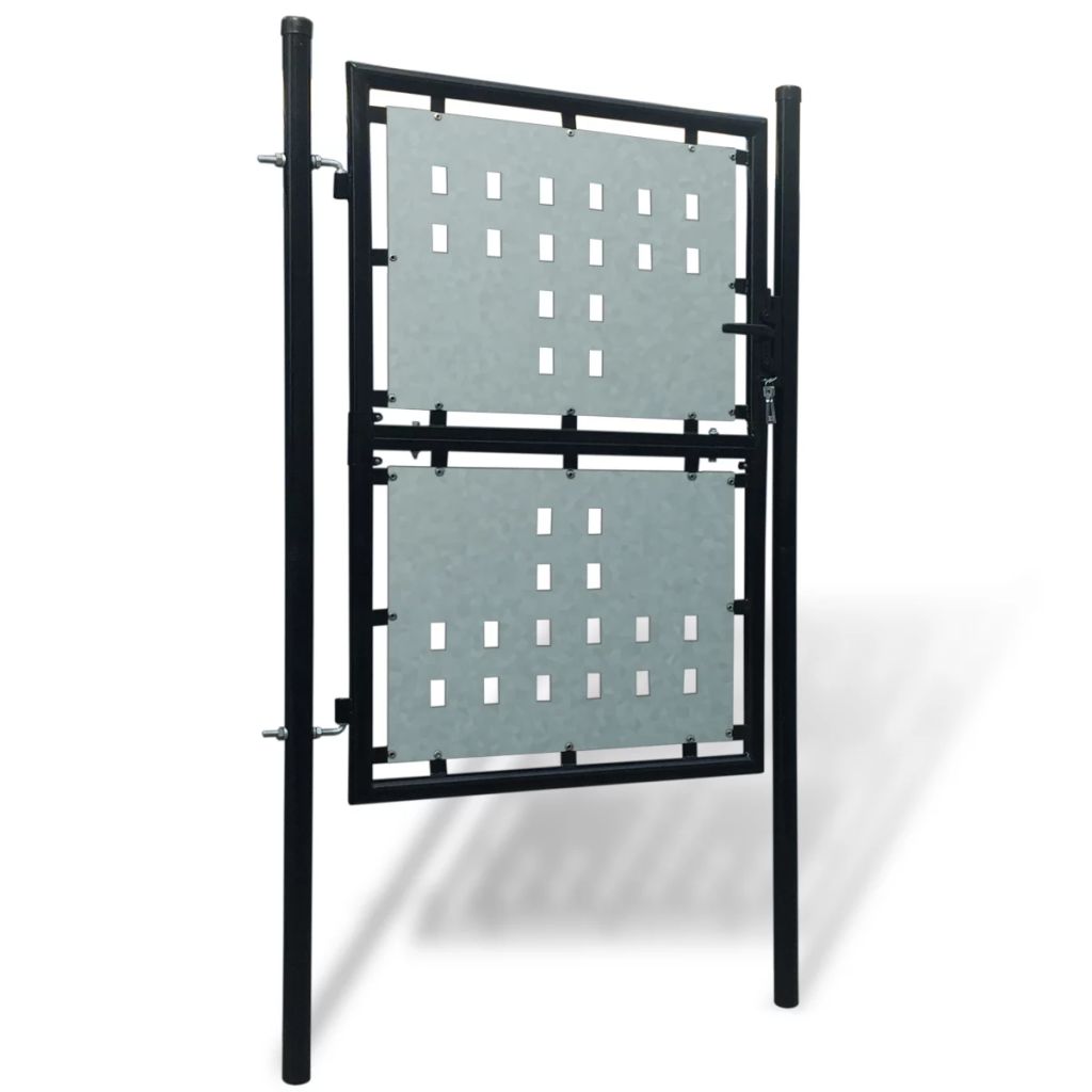 Единична оградна врата, 100x175 см, черна