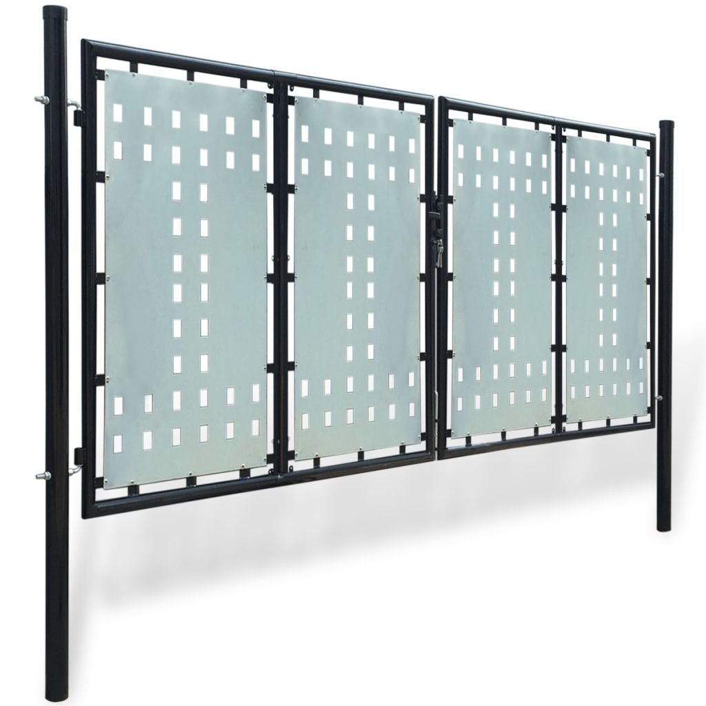 Единична оградна врата, 300x175 см, черна