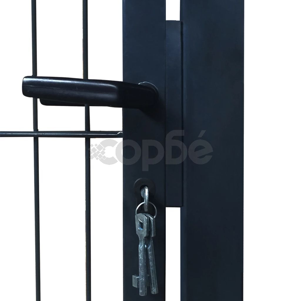 2D Оградна врата, единична, антрацитно сиво, 106х210 см