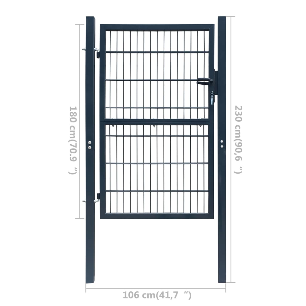 2D Оградна врата, единична, антрацитно сиво, 106х230 см
