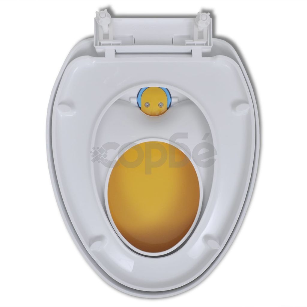 Тоалетна седалка плавно затваряне, бяло и жълто, възрастни/деца