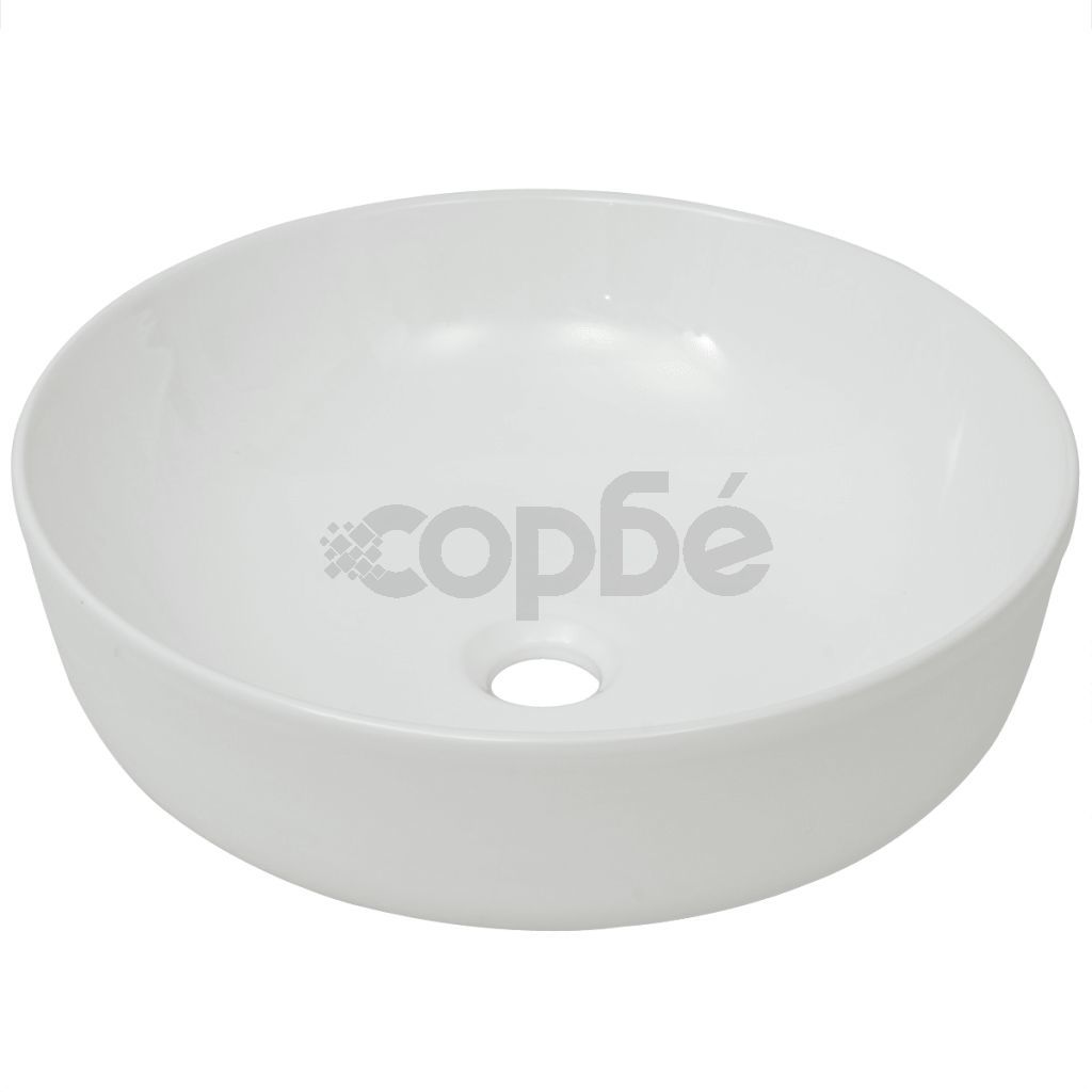 Керамична мивка, кръгла, бяла, 41,5x13,5 см
