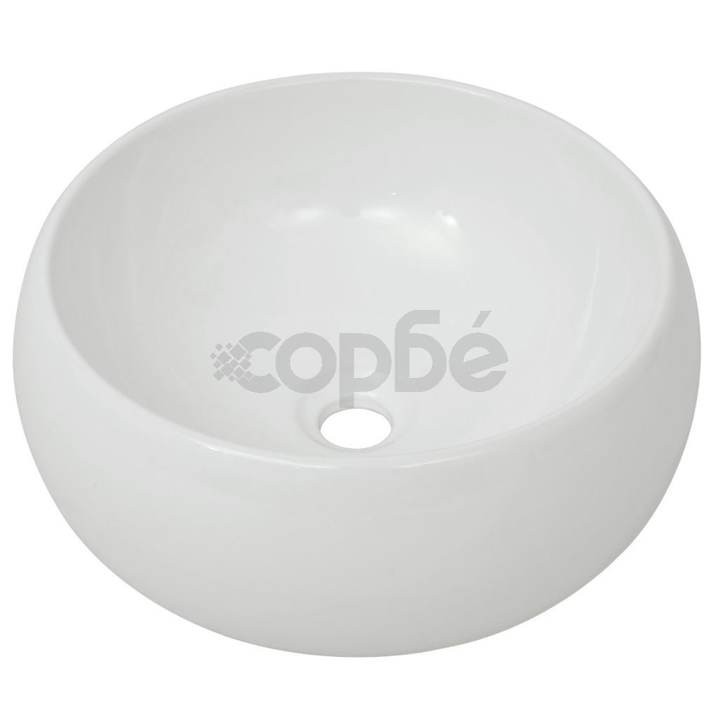 Керамична мивка, кръгла, бяла, 40x15 см