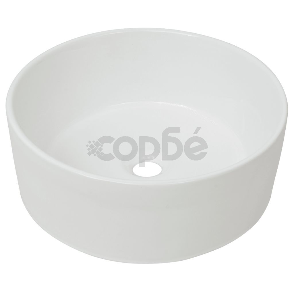 Керамична мивка, кръгла, бяла, 40x15 см