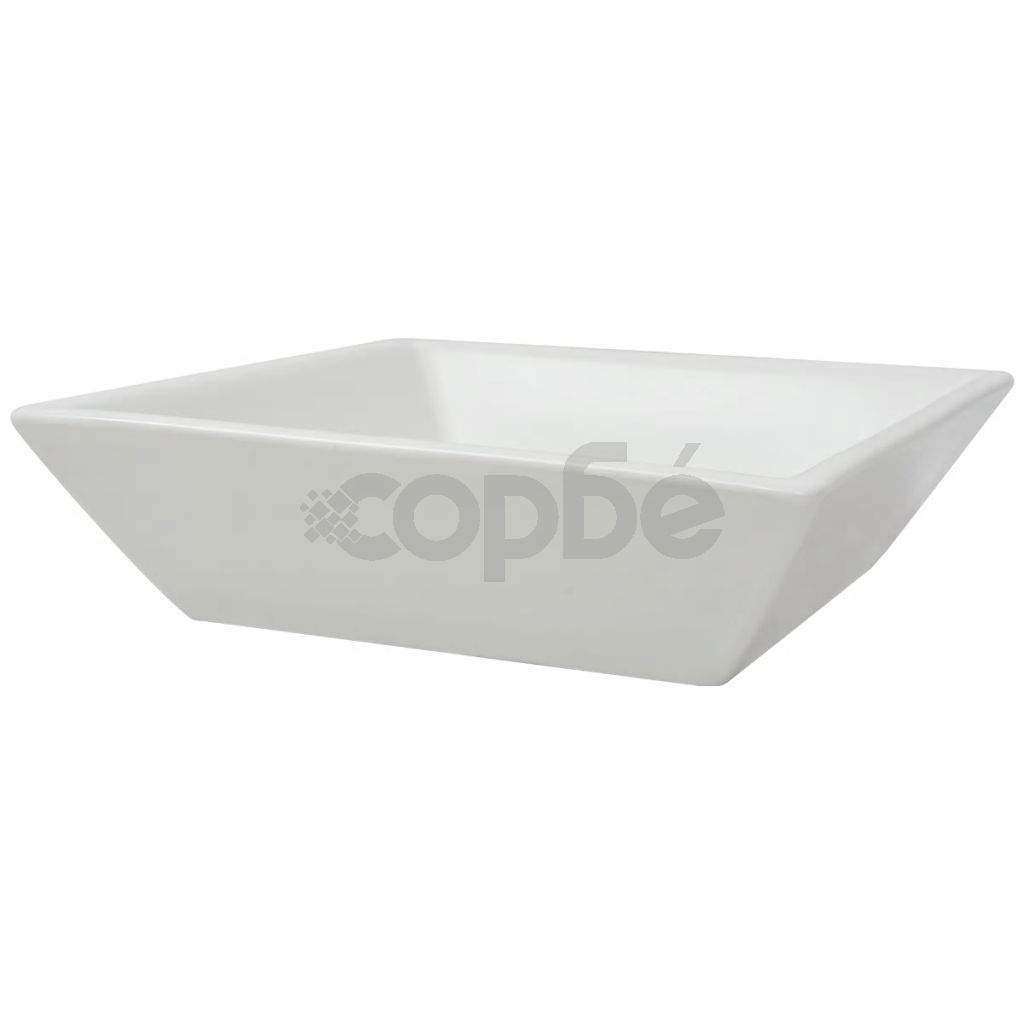 Керамична мивка, квадратна, бяла, 41,5x41,5х12 см