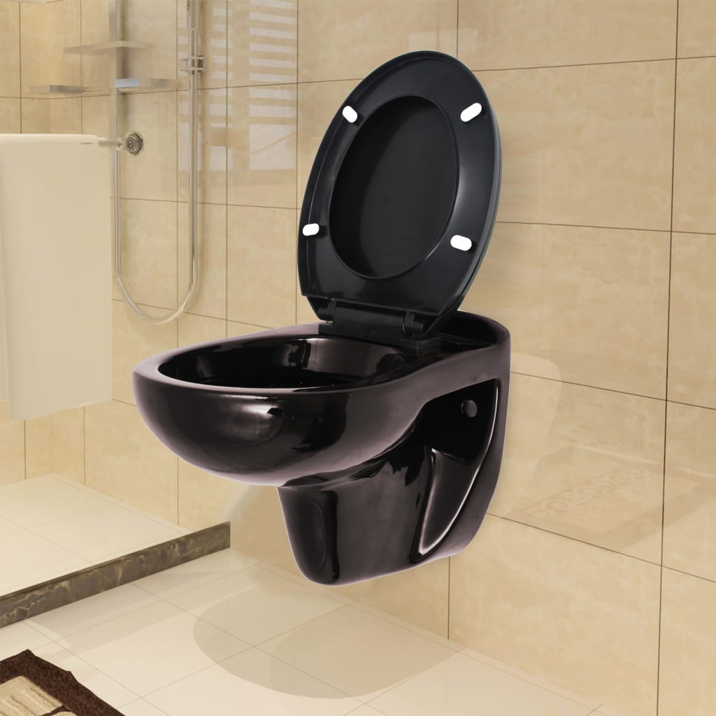 Конзолна тоалетна чиния плавно затваряне керамична тъмнокафява
