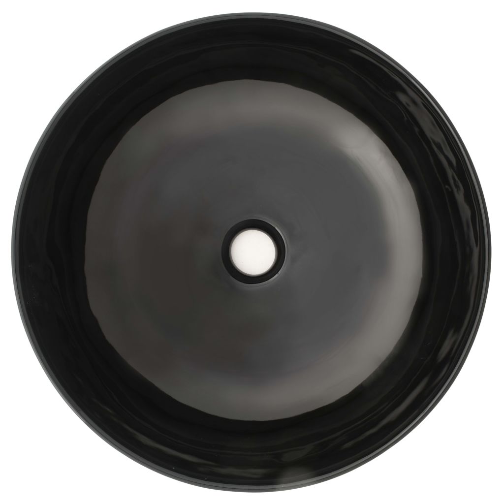 Керамична мивка кръгла черна 41,5x13,5 см