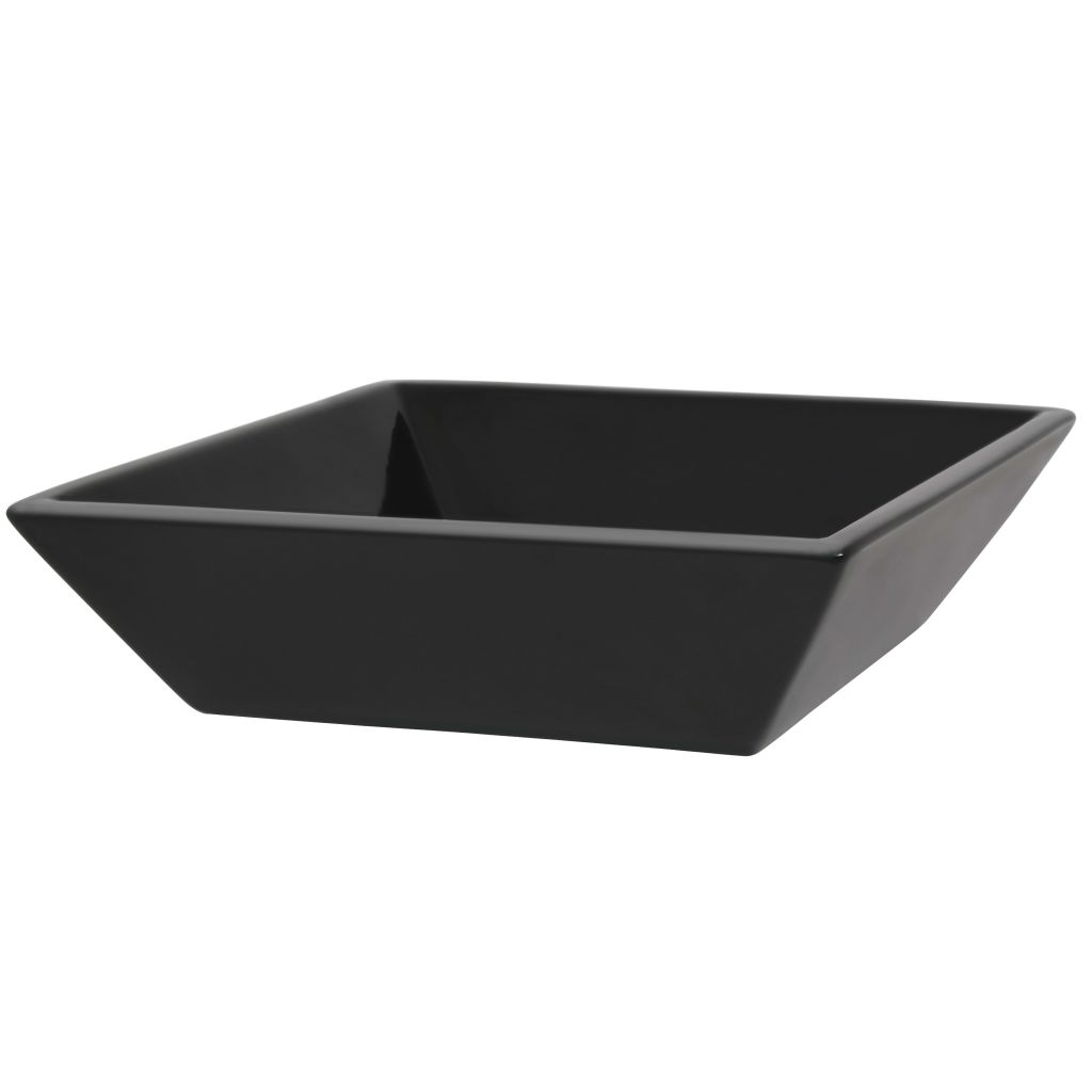 Керамична мивка, квадратна, черна, 41,5x41,5х12 см