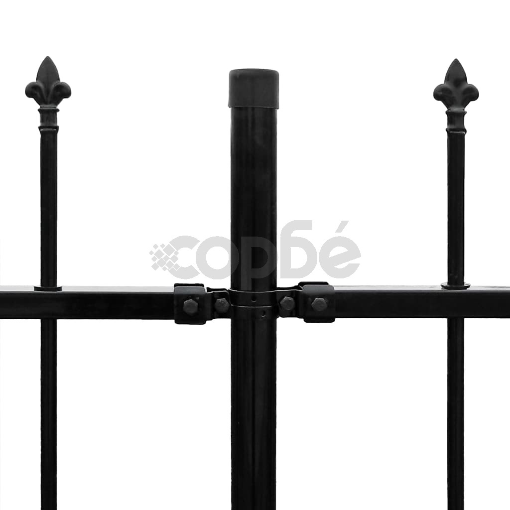 Ограда палисада с остри връхчета, стомана, 600x175 см, черна