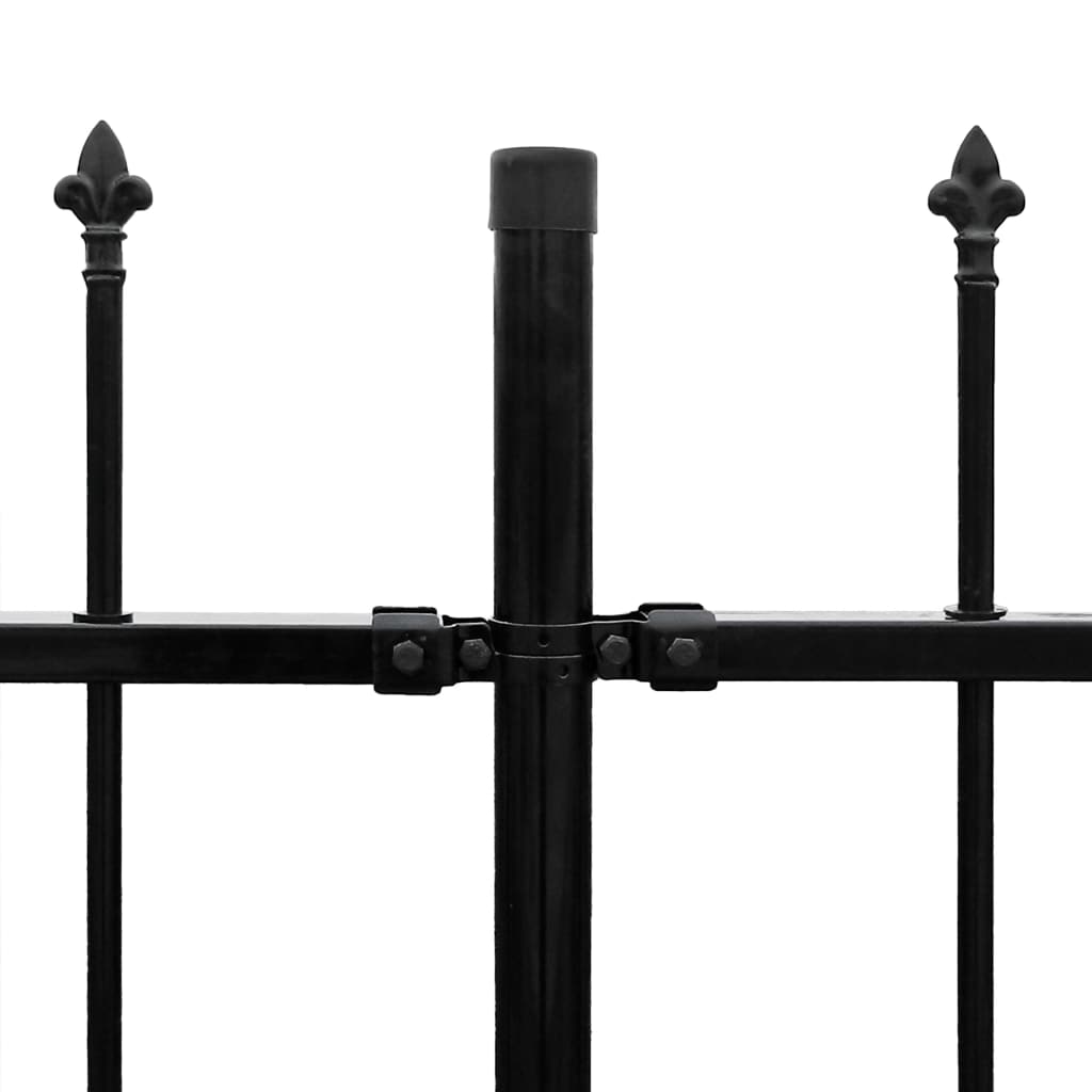 Ограда палисада с остри връхчета, стомана, 600x100 см, черна