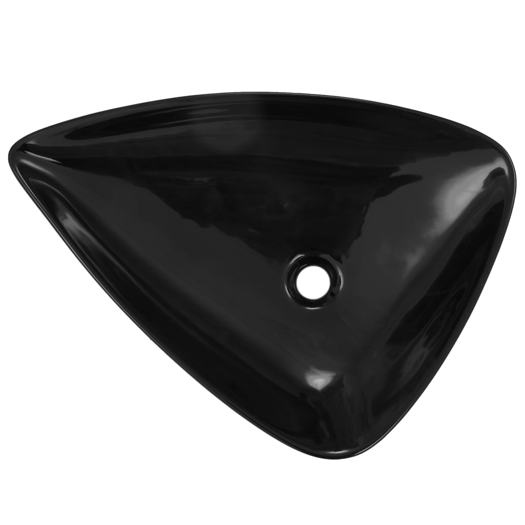 Керамична мивка, черна, триъгълна, 645x455x115 мм