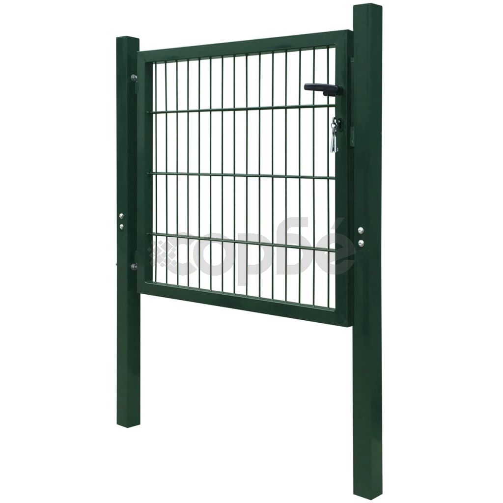 Порта за ограда, стомана, зелена, 105x150 см
