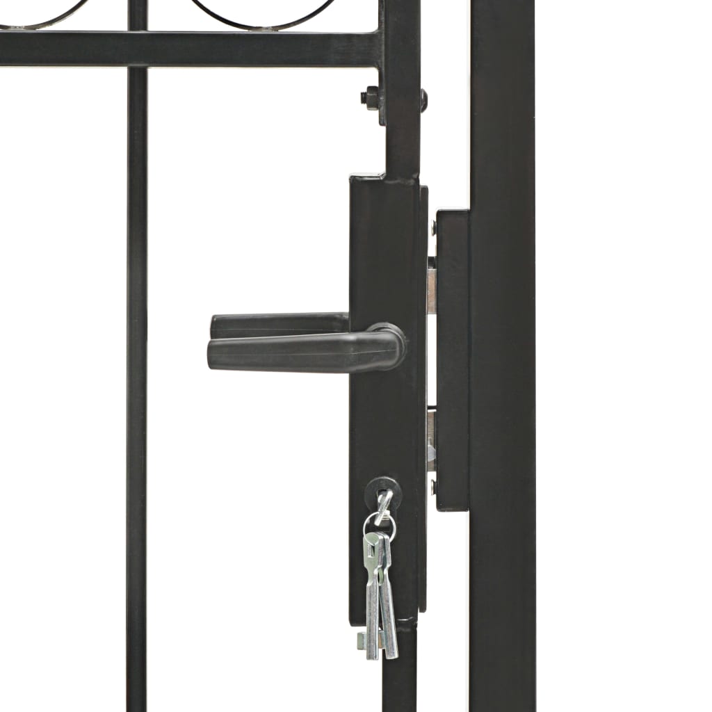 Оградна врата с арковидна горна част стомана 100x150 см черна