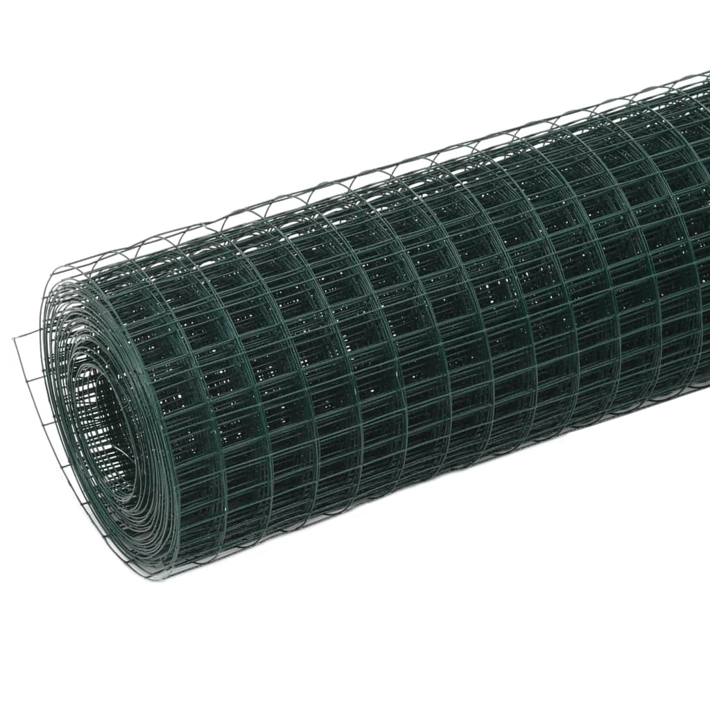 Кокошкарска мрежа, стомана с PVC покритие, 25х0,5 м, зелена