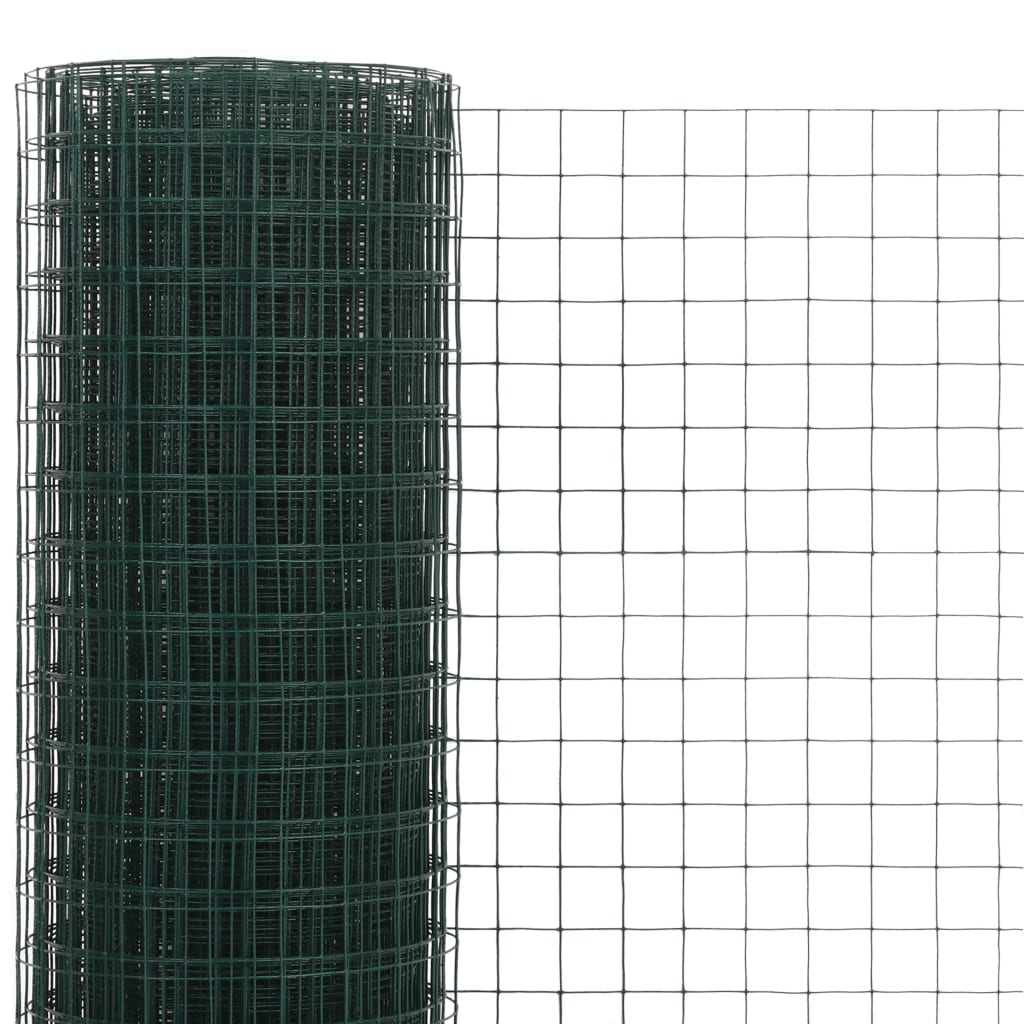 Кокошкарска мрежа, стомана с PVC покритие, 25х1,5 м, зелена