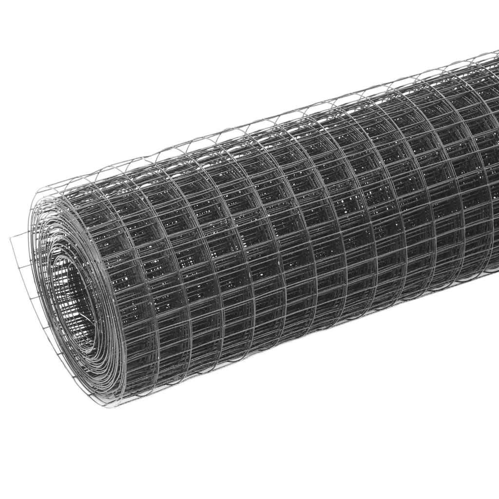 Кокошкарска мрежа, стомана с PVC покритие, 25х1 м, сива