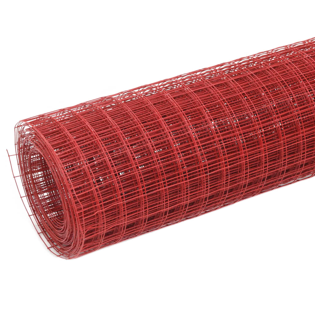 Кокошкарска мрежа, стомана с PVC покритие, 10x0,5 м, червена