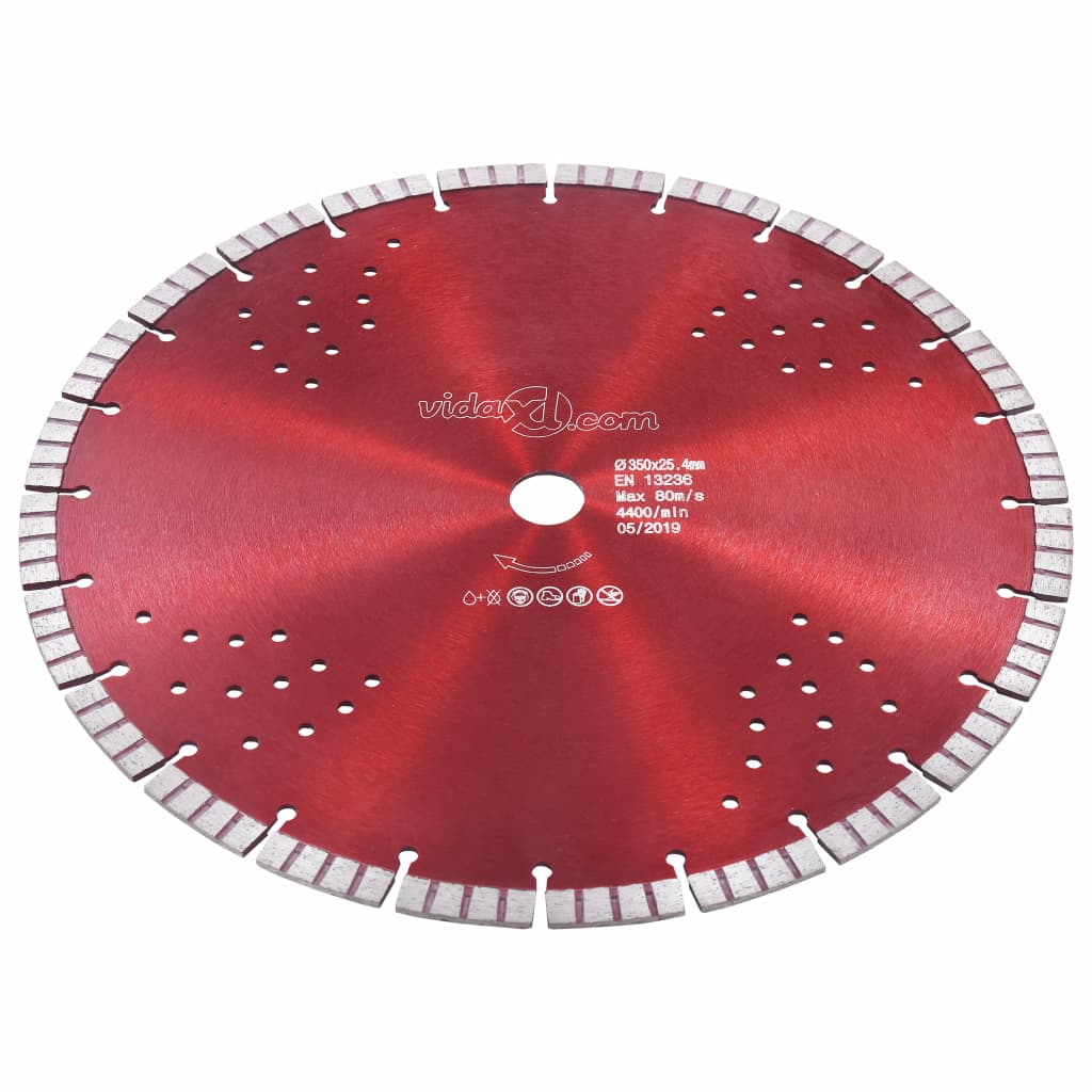 Диамантен режещ диск с турбо и отвори, стомана, 350 мм