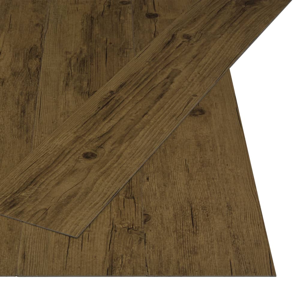 Самозалепващи подови дъски 4,46 кв.м. 3 мм PVC естествено кафяви 