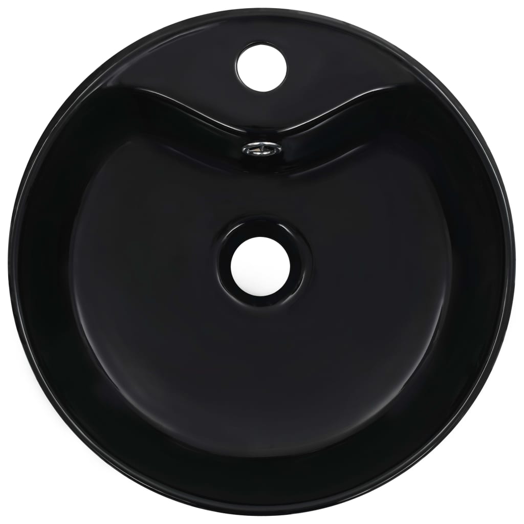 Мивка с преливник, 36x13 см, керамична, черна