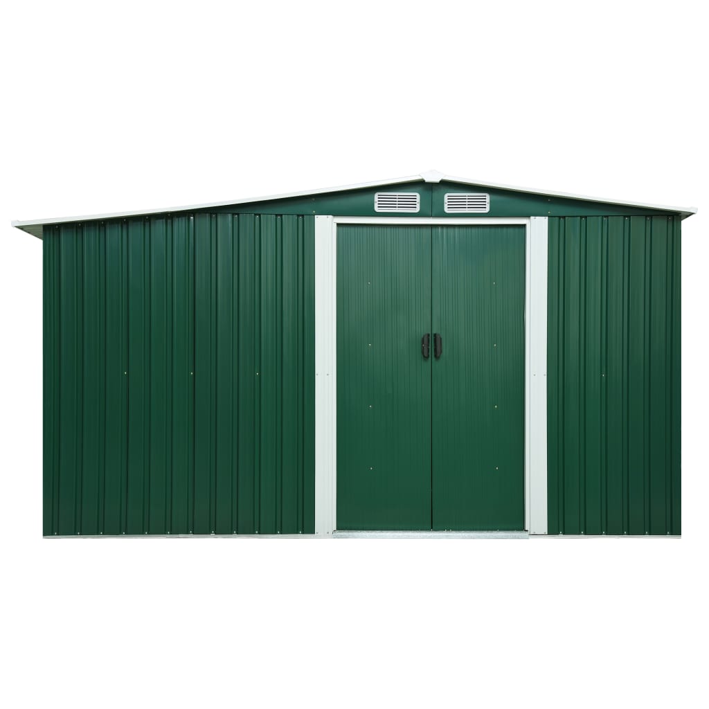 Дворна барака плъзгащи врати зелена 329,5x259x178 см стомана