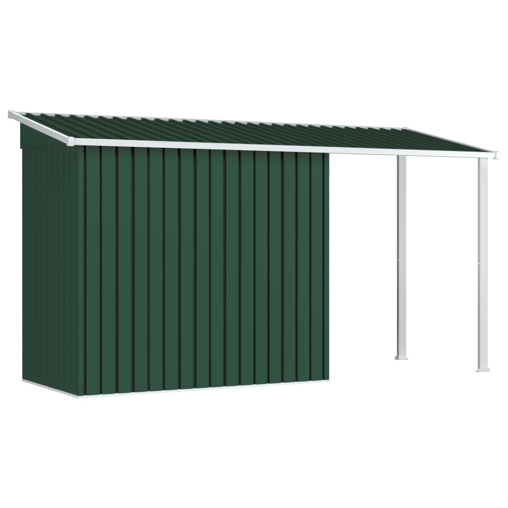 Дворна барака с разтегаем покрив зелена 346x121x181 см стомана