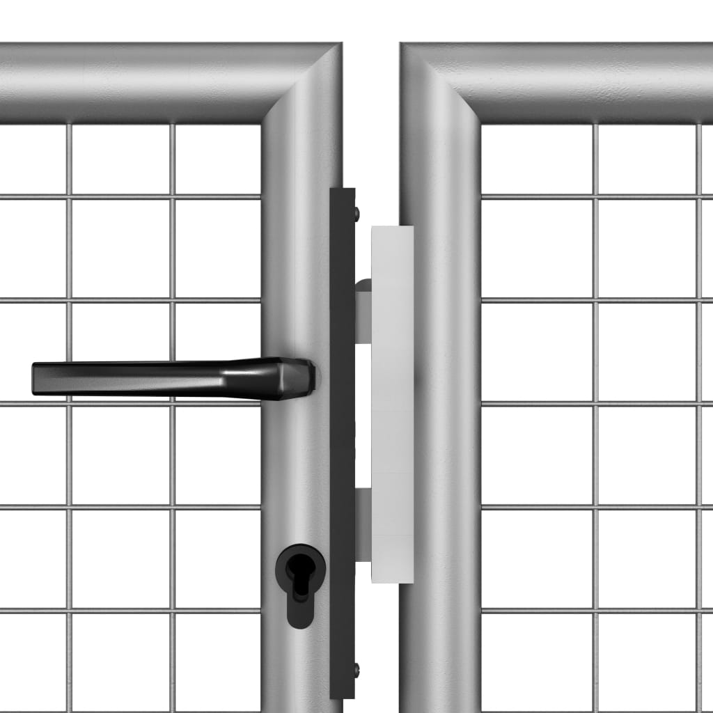 Градинска врата, поцинкована стомана, 415x125 см, сребриста