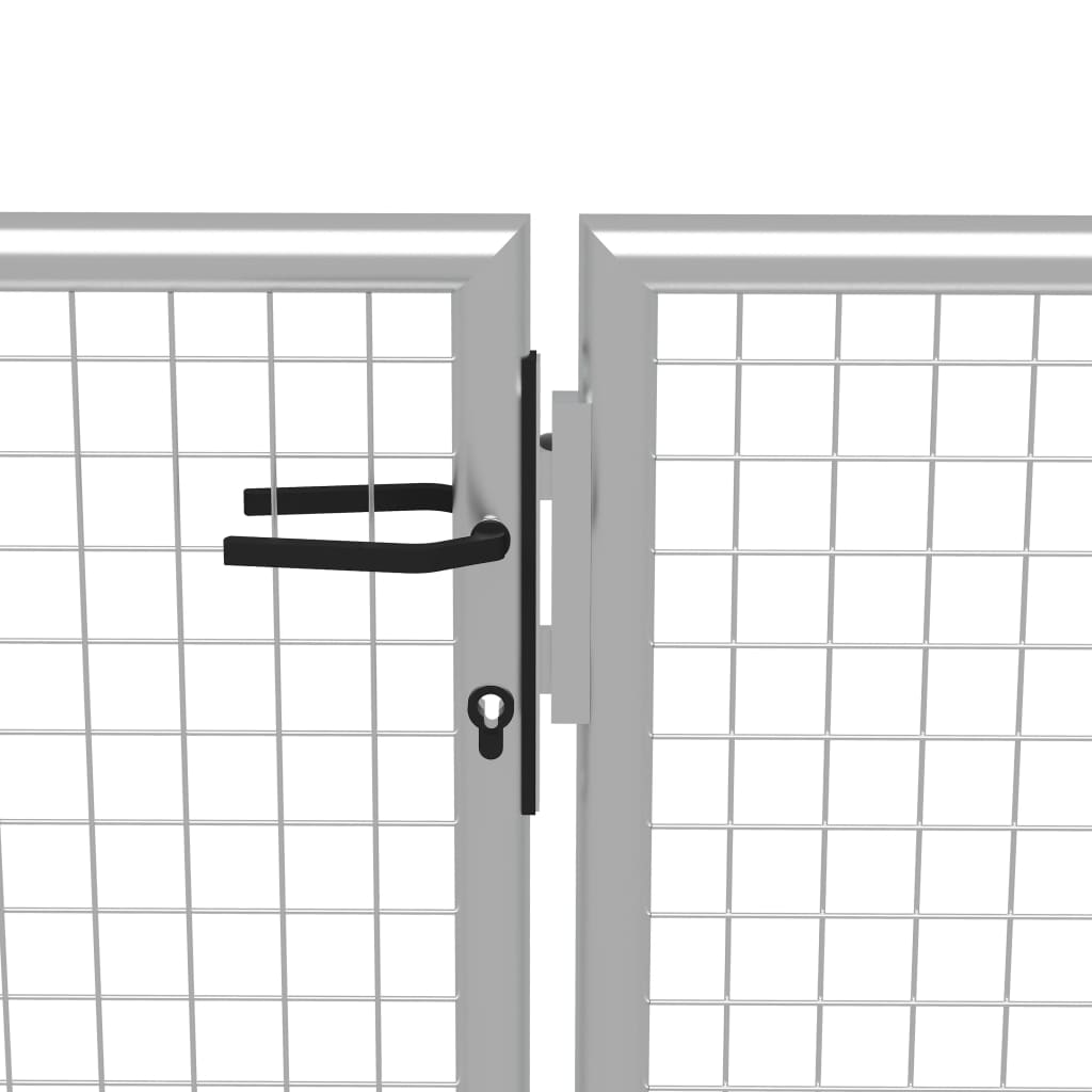 Градинска врата, поцинкована стомана, 415x150 см, сребриста
