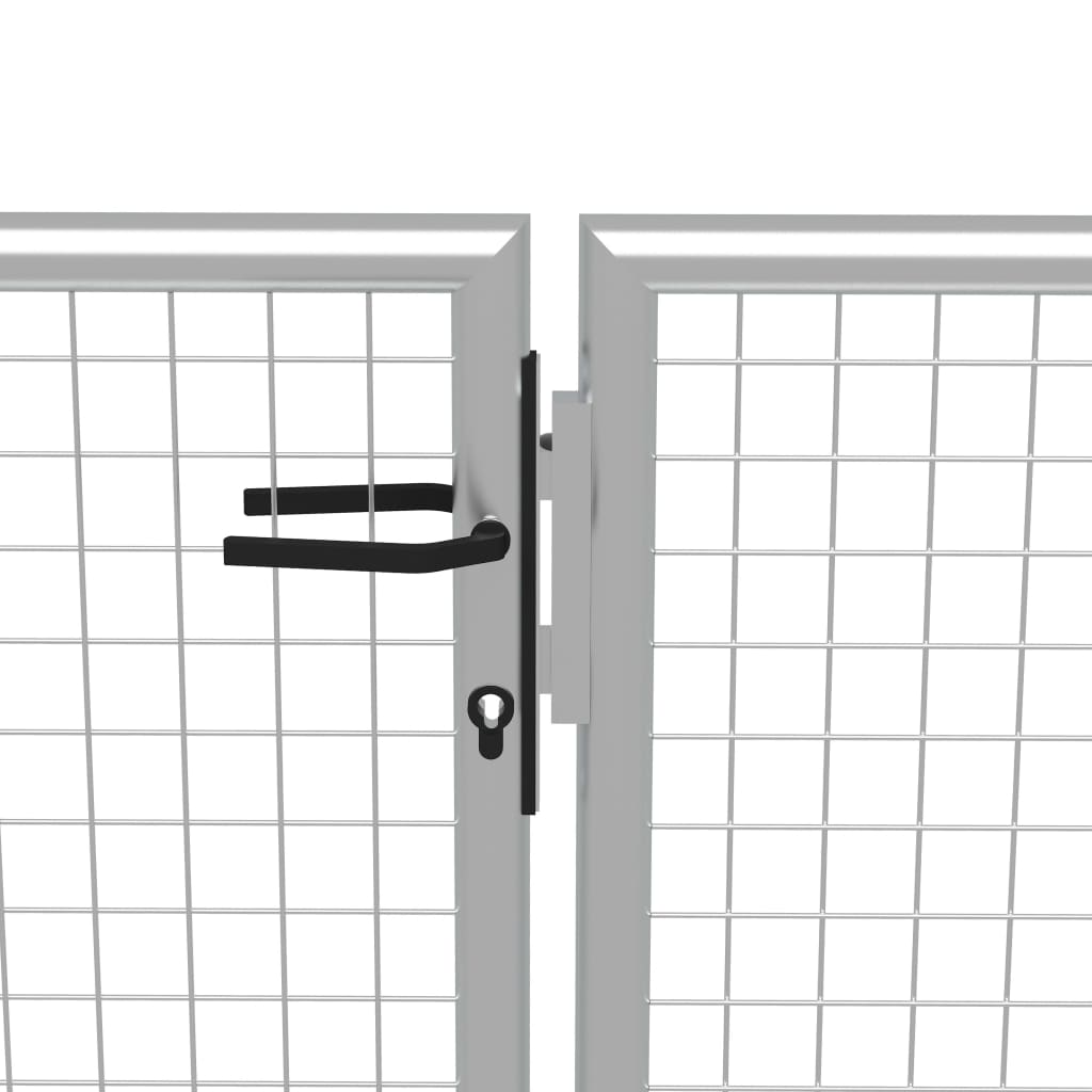 Градинска врата, поцинкована стомана, 415x200 см, сребриста