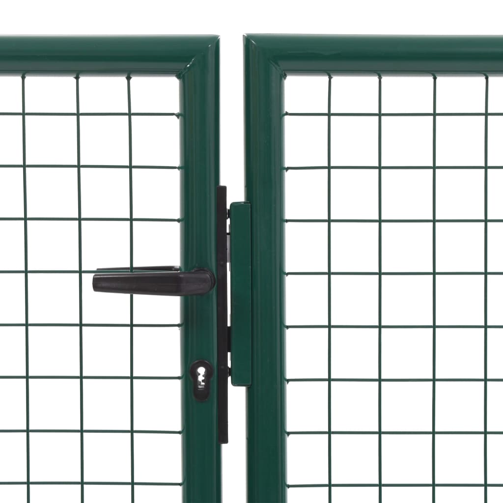 Градинска порта, стомана, 350x75 см, зелена