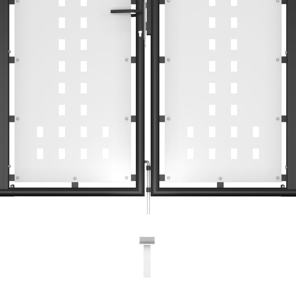 Градинска порта, стомана, 500x125 см, черна