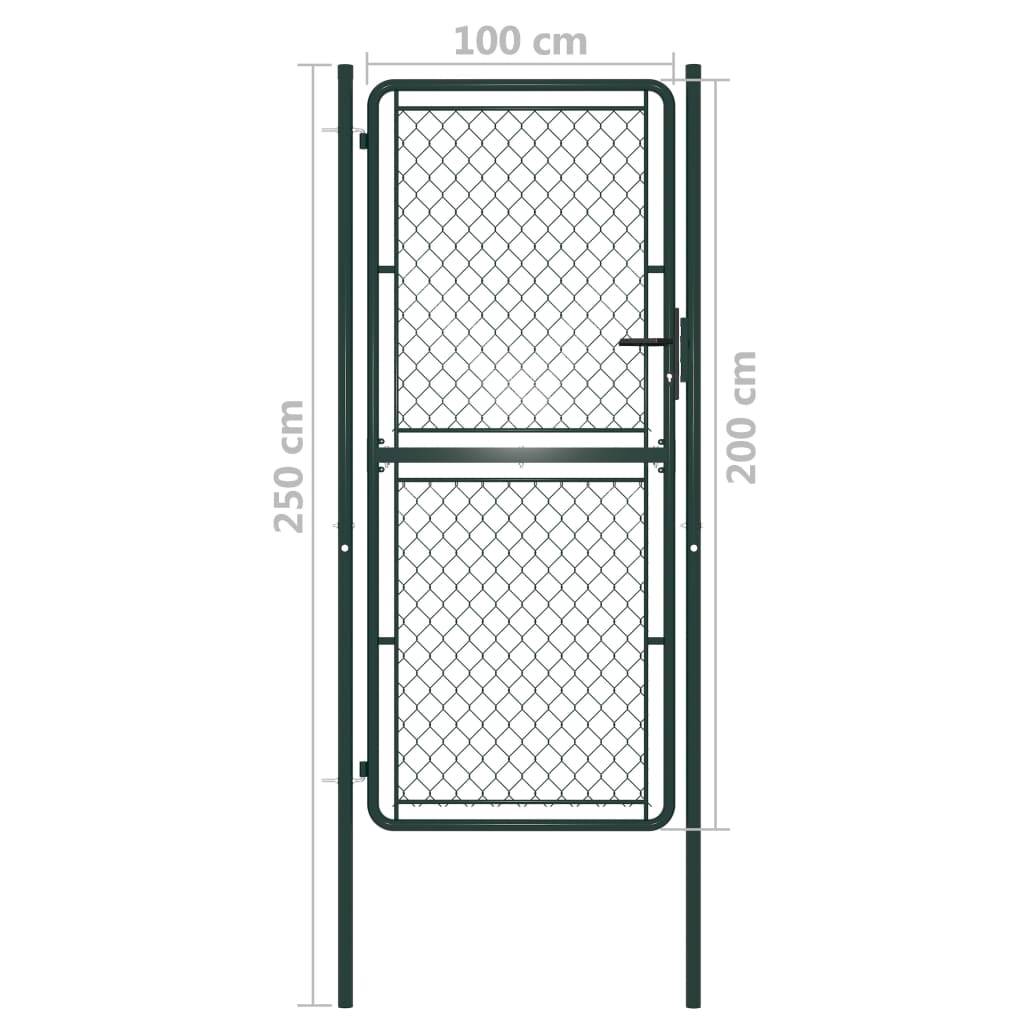 Градинска порта, стомана, 100x200 см, зелена