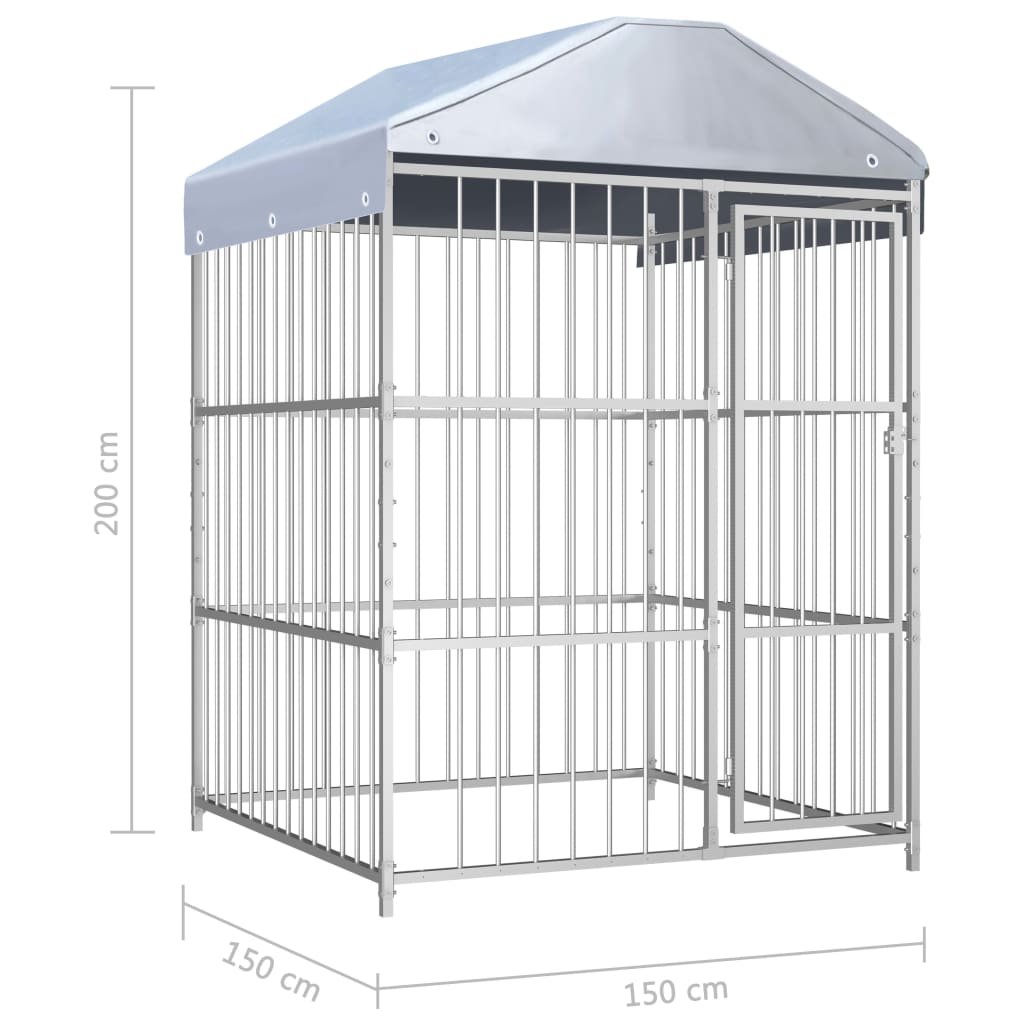 Външна клетка за кучета с покрив, 150x150x200 см
