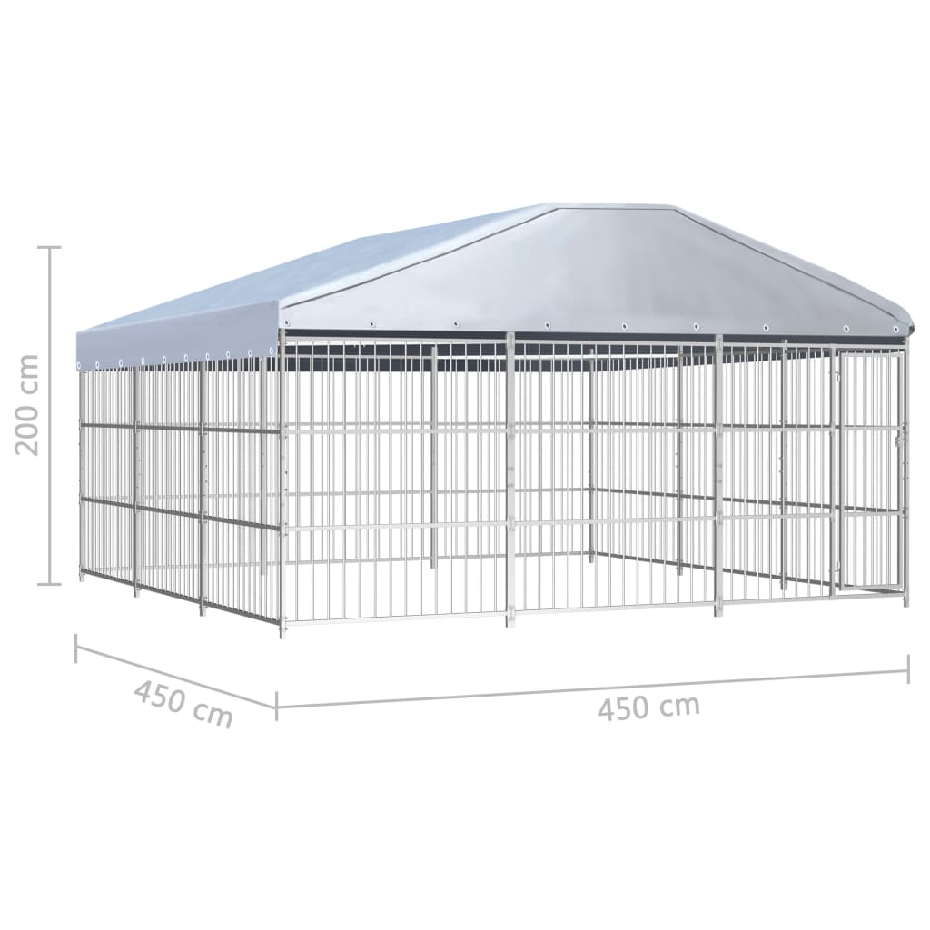 Външна клетка за кучета с покрив, 450x450x200 см