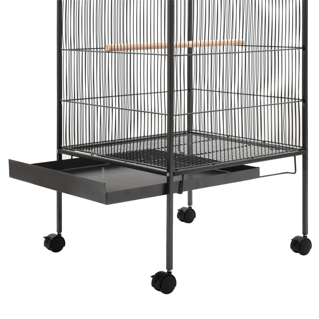 Клетка за птици, сива, 54x54x146 см, стомана