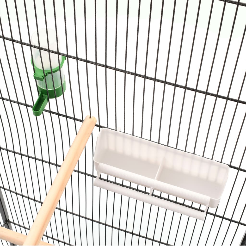 Клетка за птици с покрив, сива, 66x66x155 cм, стомана