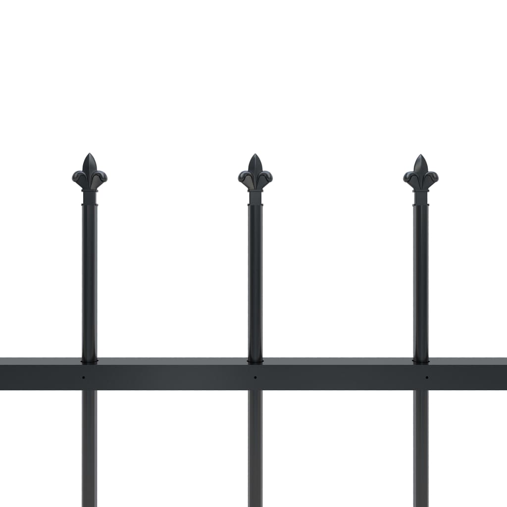 Градинска ограда с пики, стомана, 1,7x1,2 м, черна