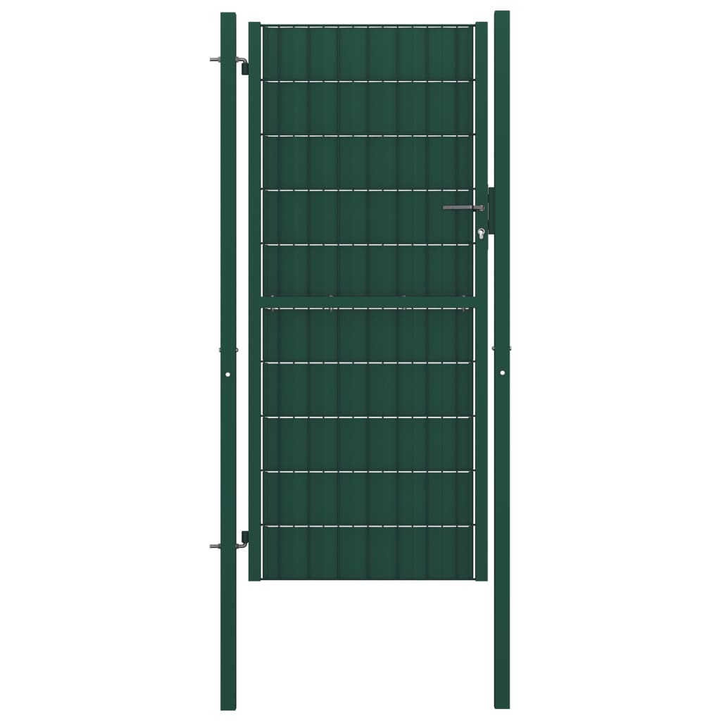 Порта за ограда, PVC и стомана, 100x124 см, зелена  
